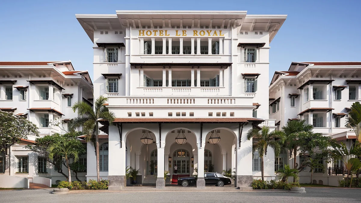 Raffles Hotel Le Royal facade in Phnom Penh